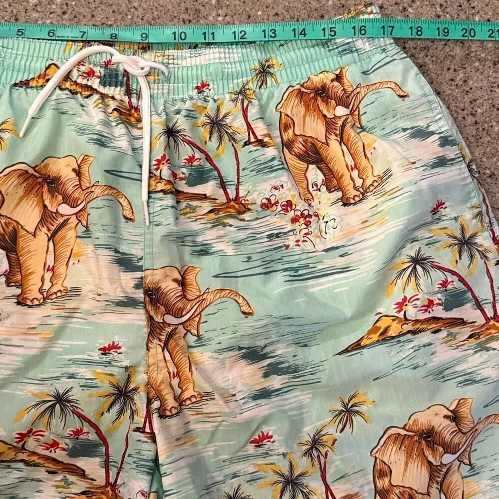 POLO RALPH LAUREN Vintage 90s Tropical Elephant Print Swim Trunks XL